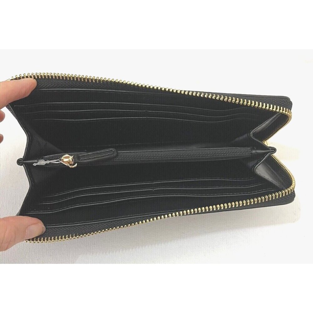 New Michael Kors Jet Set Travel Large Saffiano Leather Quarter-Zip Wallet Black - Picture 2 of 2